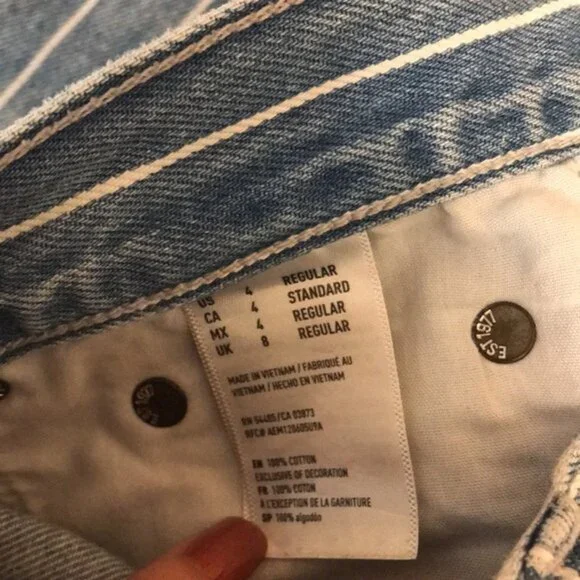 American eagle pin striped high rise mom denim ankle jeans size 4 festival cute - Picture 9 of 12